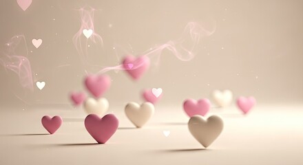 Floating Hearts in Soft Pastel Colors