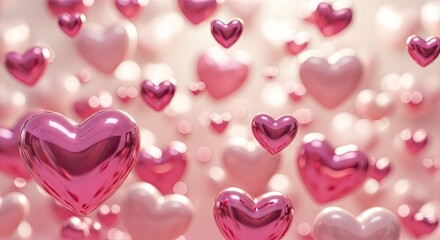 pink hearts on pastel background
