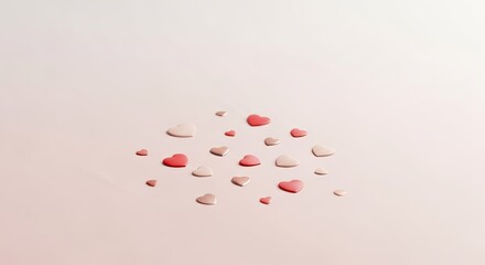 pink hearts on pastel background