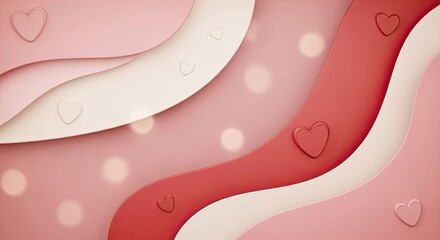 Pink Paper Cutout Hearts Background