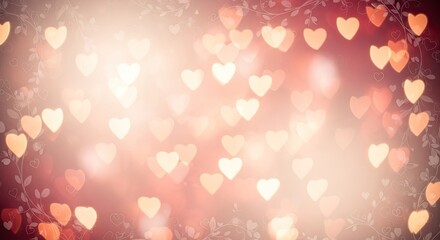 Glowing Hearts on Soft Pink Background