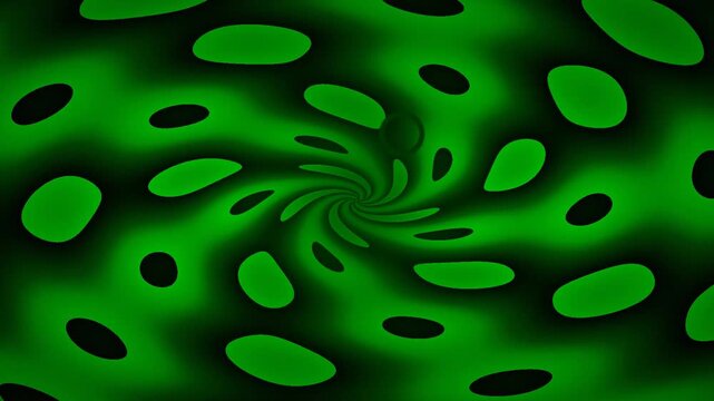 Moving Abstract Green Swirl Visual Exploring Depth and Motion