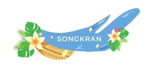 Songkran banner for web design. Thai festival card.  Vector illustration