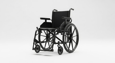 Fototapeta premium Black Wheelchair on White Background for Accessibility and Mobility.