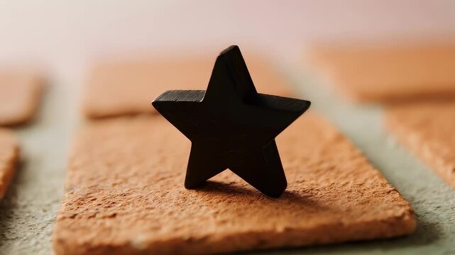 A single black star stands proudly on a stack of delicious crackers.