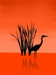 silhouette of a bird on sunset