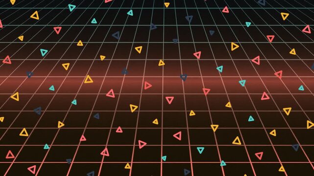 Observing Abstract Geometric Grid with Colorful Triangles in a Digital Scene