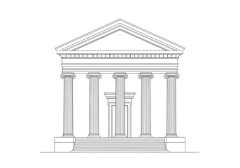 Obraz premium Architectural Drawing of a Classical Temple with Ionic Columns and Pediment