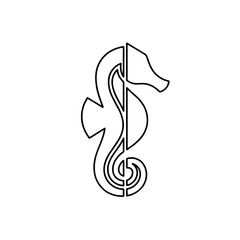 Fototapeta premium Simple Line Art Seahorse Logo, Single Stroke Illustration