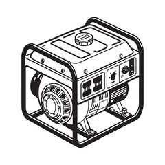 Portable Generator Power Equipment Line Art Illustration