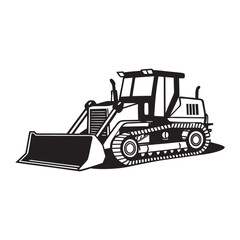 Bulldozer Construction Machine Outline Vector Illustration