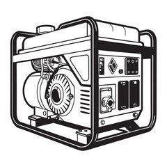 Portable Generator Industrial Equipment Line Art Illustration
