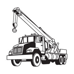 Mobile Crane Truck Line Art Illustration