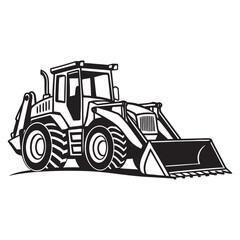 Wheel Loader Construction Vehicle Line Art Illustration