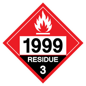 Asphalt UN1999 Residue Class 3 Symbol Sign, Vector Illustration, Isolate On White Background, Label .EPS10