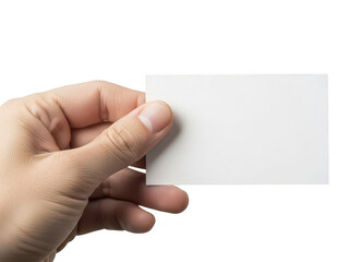 Obraz premium Hand holding blank business card isolated on transparent background