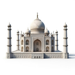 Fototapeta premium White Taj Mahal architectural monument isolated on a white background 