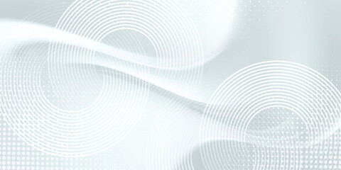 Fototapeta premium Minimal abstract background with white glowing geometric lines pattern. Digital technology and big data analysis background. White background with plexus lines.