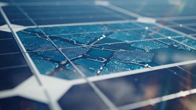 Solar Panel Details: An up-close view reveals intricate details of a solar panel, showcasing its advanced technology and sustainability.