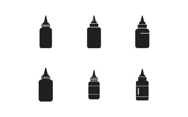 Obraz premium Collection of black bottles with caps