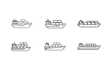 Collection of cargo ships with containers