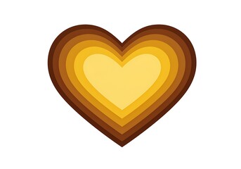 Layered Heart Illustration in Yellow and Brown