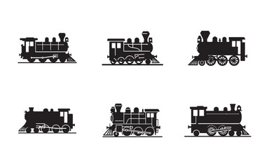 Collection of Vintage Train Silhouettes