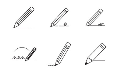 Illustrations of Pencils Creating Art and Designs