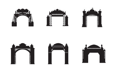 Set of Six Architectural Gate Silhouettes