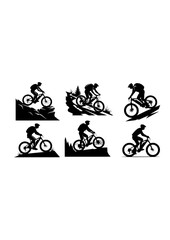 Obraz premium Fat Tire Electric Bike E-Bike Silhouette, Mountain Biking Adventure, Sustainable Outdoor Exploration and Future Travel Vector