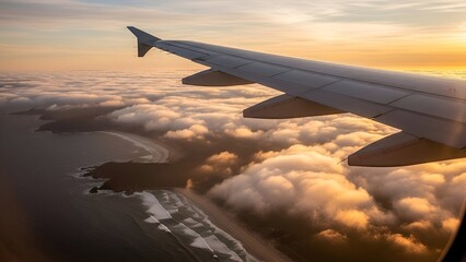 Fototapeta premium Airplane wing soaring 