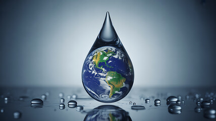 Obraz premium Earth within a water droplet