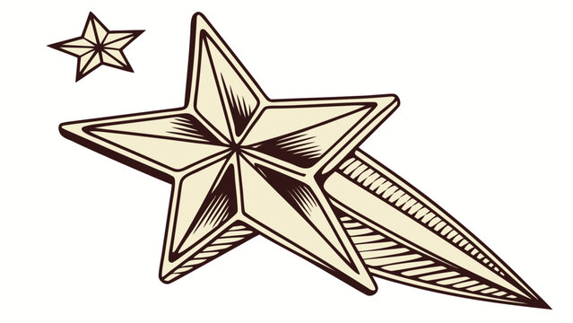 Nautical Star Tattoo Design with Shading and Small Star.