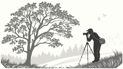 Silhouette of a Photographer Capturing Natures Beauty.