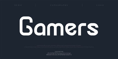 Gamers, Creative digital abstract sport modern alphabet logo font. Typography bold typeface for sport, technology, digital, future creative logos fonts. vector illustration  © Wonderlord