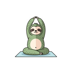 Fototapeta premium Cartoon Sloth Doing Yoga Pose.