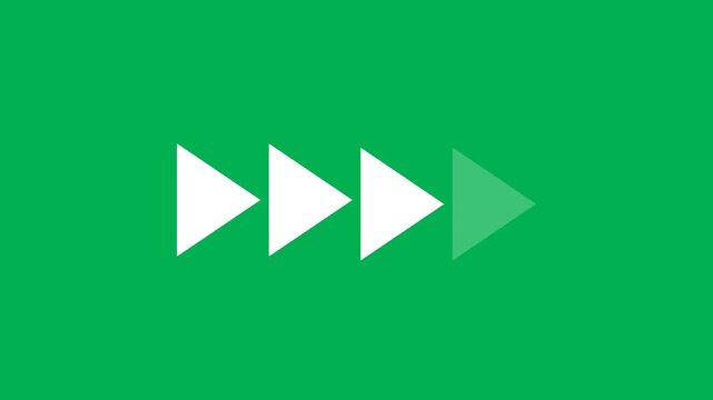 Fast Forward Icon Animation on Green Screen Background for Media Player Controls