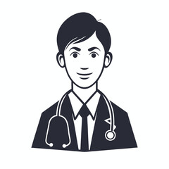 Fototapeta premium Hospital Physician Profile Icon with Stethoscope Modern Line Style