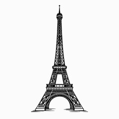 Obraz premium Eiffel Tower Outline Vector Illustration Minimal Monochrome Line Art