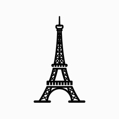 Obraz premium Eiffel Tower Outline Vector Illustration Minimal Monochrome Line Art