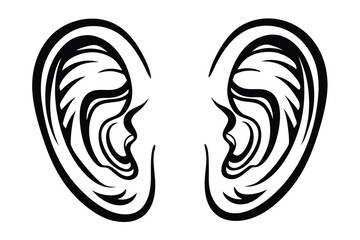 Naklejka premium Stylized Human Ear Icon for Audio Software Medical Applications and Health Literacy