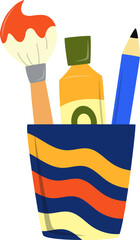 Art supplies cup illustration