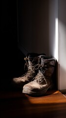 threshold, footwear, labor, boots, transition, door, construction, dirt, utility, work, outdoor, modern, step, clean, home, muddy, worn, contrast, entrance, protection