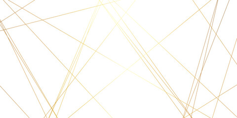 Obraz premium Abstract minimalistic white background with elegant intersecting golden lines forming a geometric pattern. random chaotic line and creative geometric many square, triangle shape background.