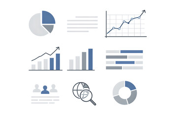 Fototapeta premium Business Analytics and Data Visualization Illustration Set