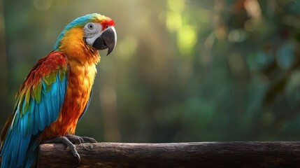 Colorful parrot perched on a branch showcasing vibrant plumage and natural details