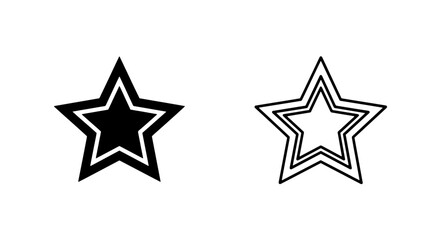Obraz premium Shining star vector icon set with detailed solid and outline versions, ideal for ratings, favorites, and achievement concepts.