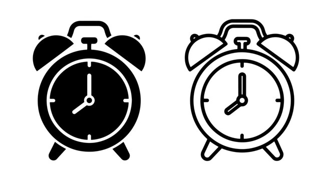Classic Alarm Clock Icon for Waking Up, Reminders, and Time Management Functions - Vector Illustration