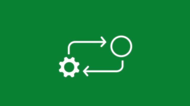 Process icon in flat style isolated on white. Process symbol in black for your web site design on white background, 4k video animation