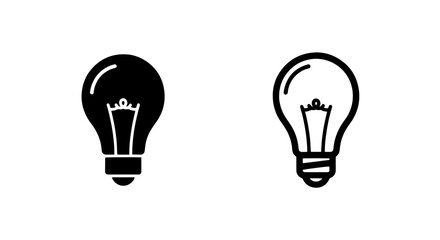 Simple Lightbulb Idea Icons - Filled and Lined Vector Graphics for Creative Solutions and Inspiration